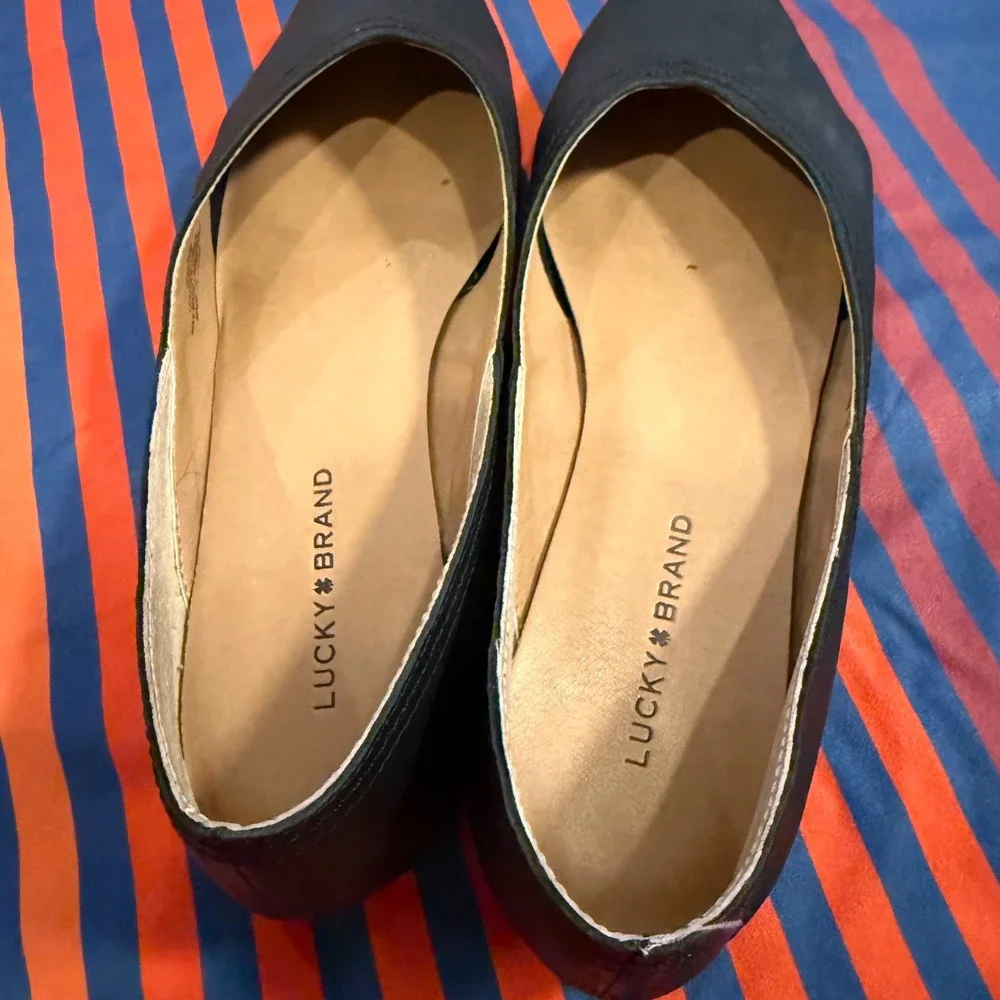 Lucky Brand Alba Black Leather Ballet Flats Size 8